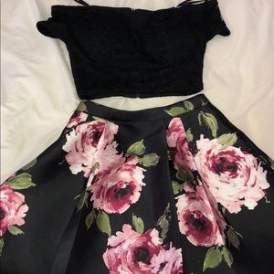 Two piece floral homecoming dress